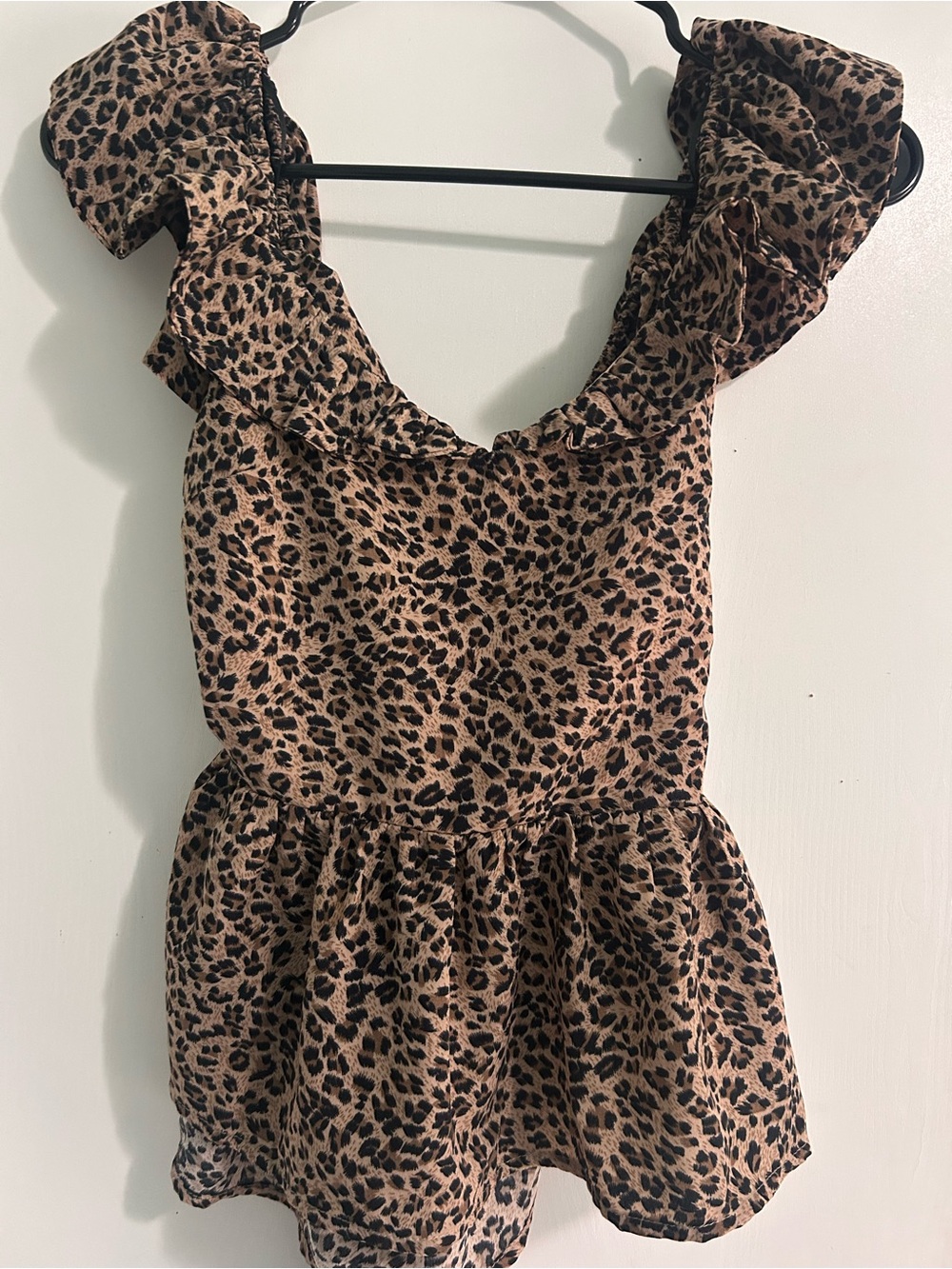 Leopard Ruffle Shirt in Brown and Black